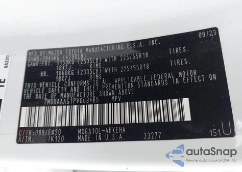 2023 Toyota Corolla Cross Xle из США, поврежденный, VIN 7MUDAAAG1PV068465